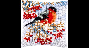 Vervaco - Kruissteekkussen kit - Goudvink in winter - PN-0188511 - Borduren - Borduurpakket - Borduurpakket volwassenen - Borduurpakket kind