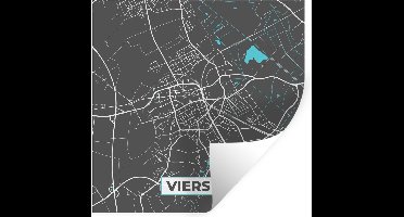 Muurstickers - Sticker Folie - Kaart – Plattegrond – Stadskaart – Viersen – Duitsland – Blauw - 30x30 cm - Plakfolie - Muurstickers Kinderkamer - Zelfklevend Behang - Zelfklevend behangpapier - Stickerfolie