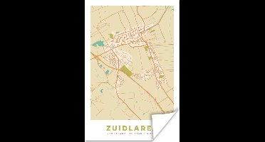 Poster Kaart - Zuidlaren - Stadskaart - Plattegrond - 20x30 cm