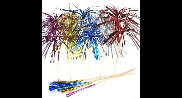 *** Set van 50 vuurwerk prikkers - Cocktailprikkers - Partyprikkers - Decoratieprikkers taart / gebak - Gekleurde feestprikkers - Palmboom - 50 stuks - van Heble ***