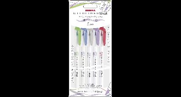 Zebra Brush Mildliners WFT8-5C-NC-N Set van 5 Cool & Warm Colors + Extra een Artline Pastel Marker