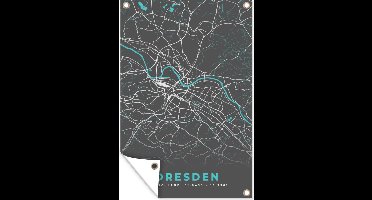 Tuindecoratie Blauw – Duitsland – Plattegrond – Stadskaart – Kaart – Dresden - 40x60 cm - Tuinposter - Tuindoek