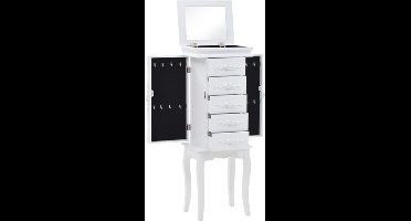 vidaXL - Sieradenkastje - vrijstaand - wit