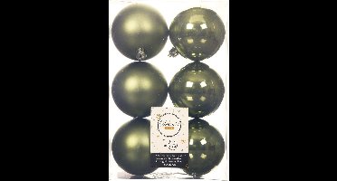 Decoris Kerstballen - 6x st - mosgroen - D8 cm - kunststof - mat/glans - kerstversiering