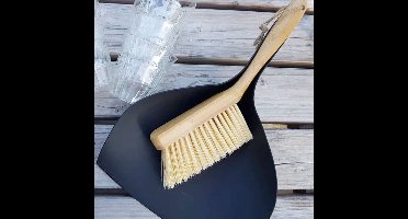 Blik en Veger - Bamboe - Kunststof - 25x36cm - stoffer veger bezem en blik naturel