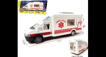 Die Cast Ambulance - Speelgoed ambulancewagen met pull-back drive - 17 CM