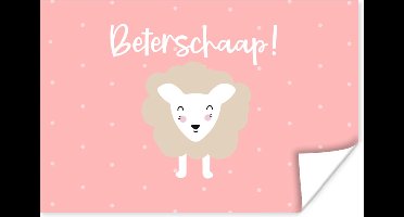 Poster Get well soon - Quotes - Roze - Schaap - 30x20 cm
