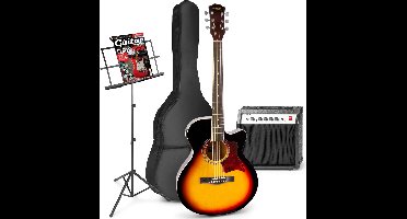 Elektrisch akoestische gitaar - MAX ShowKit gitaarset 4/4 - Met 40W gitaar versterker, muziekstandaard, gitaar stemapparaat, gitaartas en plectrum - Sunburst