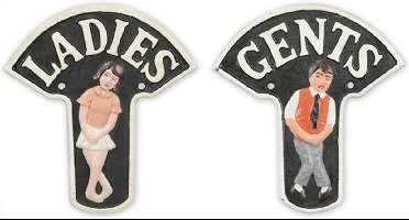 MadDeco - gietijzer - toiletbordjes - ladies - gents - set