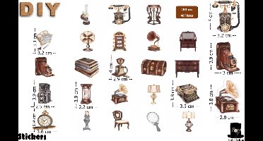 Bob Online ™ – 46 Stuks – Vintage Stickers – Papier Vintage Stickers – 46 Pieces Vintage Stickers – Paper Vintage Stickers – Doe-het- zelf Decoratie Vintage Stickers – DIY Vintage Scrapbook Stickers – DIY Karten Maken – Agenda – Decoupage - Fotolijst