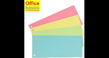 100 x scheidingsstroken - rechte kartonnen tabbladen - Office Basics - 4 kleuren assorti -