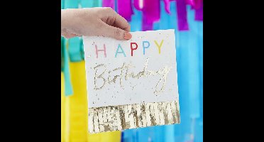 Ginger Ray - Ginger Ray - 16 Servetten Happy Birthday Fringed Gold