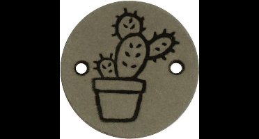 Durable Leren Label met Cactusopdruk – 2 cm – Set van 2 Stuks