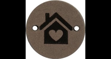 Durable Leren Rond Label met Huisje Opdruk – 2 cm – Set van 2 Stuks