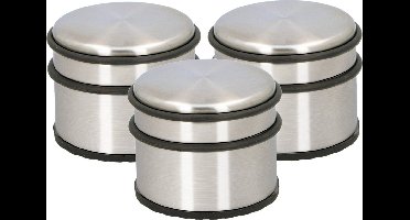 Alpina Deurstopper van 1.1 kilo - Set van 3x stuks - staal - met zwart kunststof rand - 9 x 7 cm