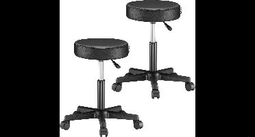 Casaria Bureaustoel Bureaukruk - Draaistoel - Gestoffeerde – Zwart – 2 Stuks