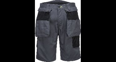 Portwest PW3 Korte Werkbroek met holsterzakken PW345 - Grijs/Zwart - 38