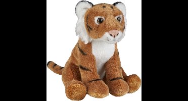 Ravensden Pluche tijger - knuffel tijger - bruin - 18 cm - wilde dieren knuffels - speelgoed voor kinderen