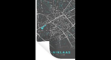 Muurstickers - Sticker Folie - België – Sint Niklaas – Stadskaart – Kaart – Blauw – Plattegrond - 20x30 cm - Plakfolie - Muurstickers Kinderkamer - Zelfklevend Behang - Zelfklevend behangpapier - Stickerfolie