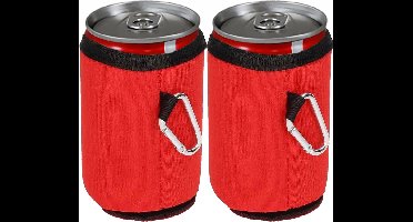 Blikjeskoeler - Drankkoeler - Thermohoes - Koelhoudhoes - 2 stuks - Karabijnhaak - Rood - Fleskoeler - Bierkoeler - Koelzak