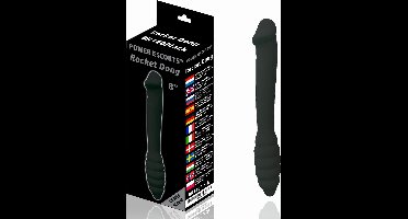 Power escorts - Rocket Dong - 20,4 cm - dia 3 cm - Zwart - BR140 - Dubbel dildo - Extreme Flexibel - Ideaal voor starters