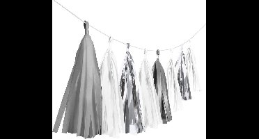Amscan Tasselslinger 3 Meter Papier/folie Zilver/wit