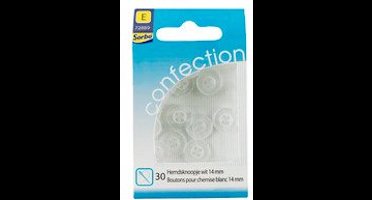 overhemd bloezen knoopjes 4 gaats - 30 hemdsknoopjes wit transparant - 14 mm. sorbo.