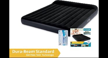 Intex luchtbed pillow rest - Kingsize - 183 x 203 x 25 cm - zwart / donkerblauw (incl. Reparatiekit)