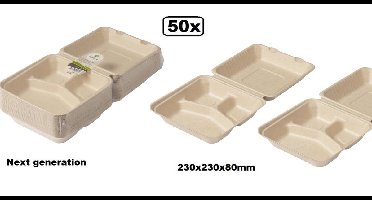 Menubak suikerrietpulp 3-vaks Next generation 230x230x80mm