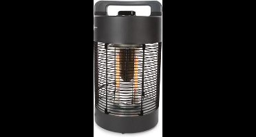 Perel Mobiele terrasverwarmer, 700 W, carbon, met kantelbeveiliging, 2 warmteniveaus, oscillerend, plensdicht, metaal, zwart