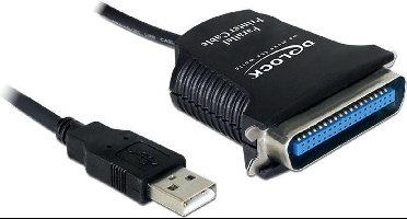 Delock - USB naar Centronics Kabel - Zwart - tot 1 meter