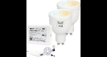 Milight starterspakket 4: 2xGU10 Dual White Wifi spot met Wifi module