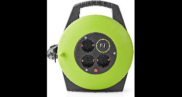Nedis Verlengsnoer – 10 m – 3000W – Randaarde – 4 Stopcontacten – Groen/Zwart