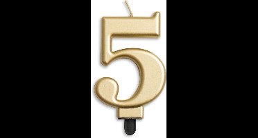 Wefiesta Verjaardagskaars Cijfer 5 Wax 7,8 Cm Goud