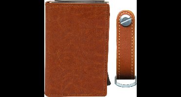 Silvergear Pasjeshouder en Sleutelhouder - Ruimte voor 6 Pasjes en 8 Sleutels - Leer - RFID - Bruin