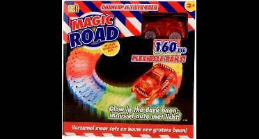 Kidsfun Racebaan Magic Road - 160-delig - (Blauwe auto)