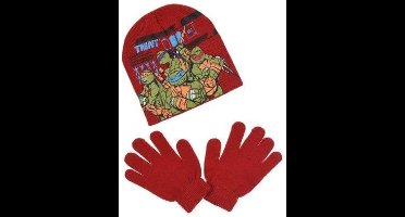 Teenage Mutant Ninja Turtles - Winterset - Muts & Handschoenen - Model "Stop Our Enemy Kraang!" - Rood - 54 cm