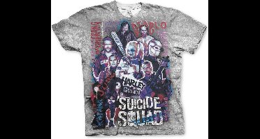DC Comics Suicide Squad Heren Tshirt -S- Allover Grijs