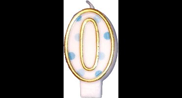 Haza Original verjaardagskaars cijfer 0 goud/blauw 6 cm