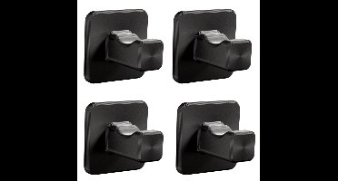 Handdoekhaken set 4 stuks // Zelfklevende Handdoek houders voor badkamer en keuken // Zwart kunststof