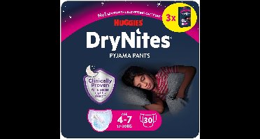 Huggies DryNites luierbroekjes - meisjes - 4 tot 7 jaar (17 - 30 kg) - 30 stuks - voordeelverpakking