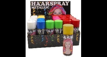 Haarverf spray haarspray geel feest Carnaval grote spuitbus 250 ml display 24 stuks