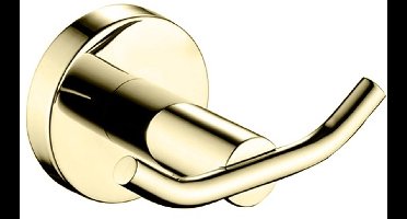 Profielenloods - Handdoekhaak dubbel glans goud - monteren met schroeven