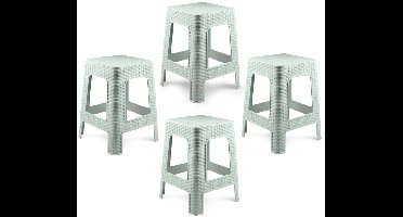 Plasticforte Zit krukjes - 4x - mintgroen - rotan kunststof - 37 x 37 x 46 cm - extra zitplaatsen