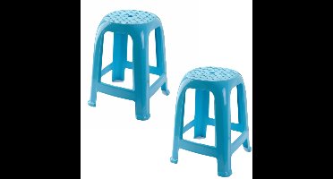 Plasticforte Zit krukjes - 2x - lichtblauw - kunststof - 37 x 37 x 46 cm - extra zitplaatsen