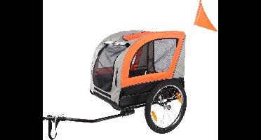 Flamingo Fietskar Jolene – Grijs/Oranje, 77,5 × 58 × 67 cm | Geschikt voor Fiets & E-bike – Draagvermogen tot 40 kg!