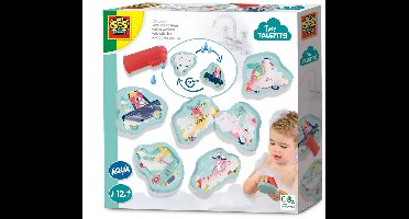 SES Creative - Tiny Talents - Badspeelgoed - Auto's wassen - 6 auto's en een vingerborstel - illustraties verschijnen als het nat wordt - herbruikbaar - Speelgoed 1 jaar