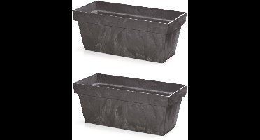 3x Kunststof betonlook plantenbak/bloembak antraciet 40 cm - Tuin decoraties