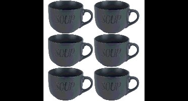 Cosy & trendy soepkommen - 12x - donkergrijs - 11 cm - 510 ml - soepbeker - kommetje - schaaltje