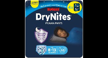 Huggies DryNites luierbroekjes - jongens - 8 tot 13 jaar (30 - 48 kg) - 52 nachtbroekjes - extra voordeel